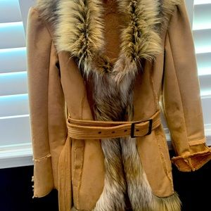 BEBE Winter Camel Color faux fur coat.